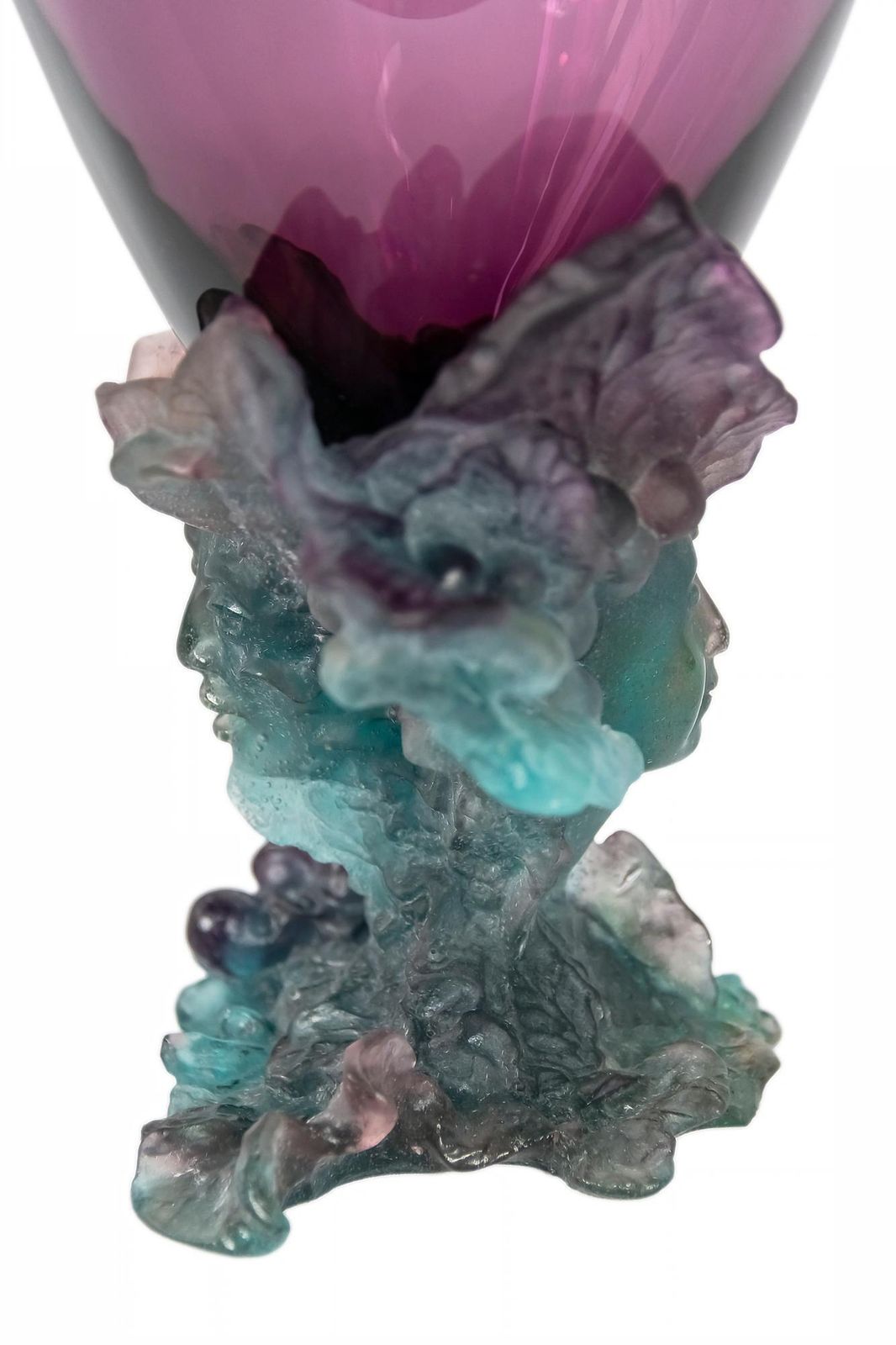 French Daum Bacchus Green Amethyst Vase Centerpiece Pâté De Verre photo 3903.0