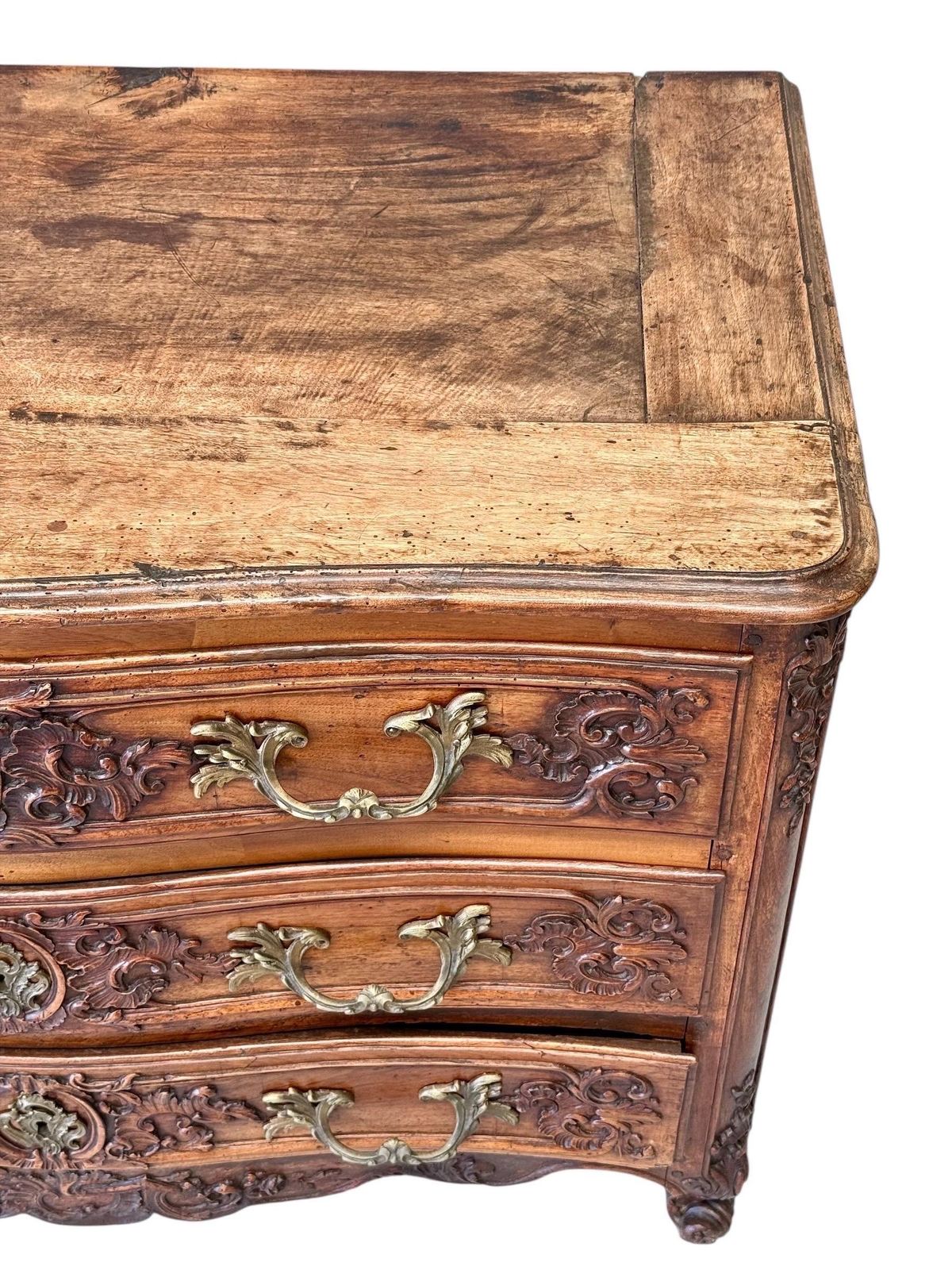 4365.0 18th Century French Louis XV Walnut Commode With Ornate Carvings photo