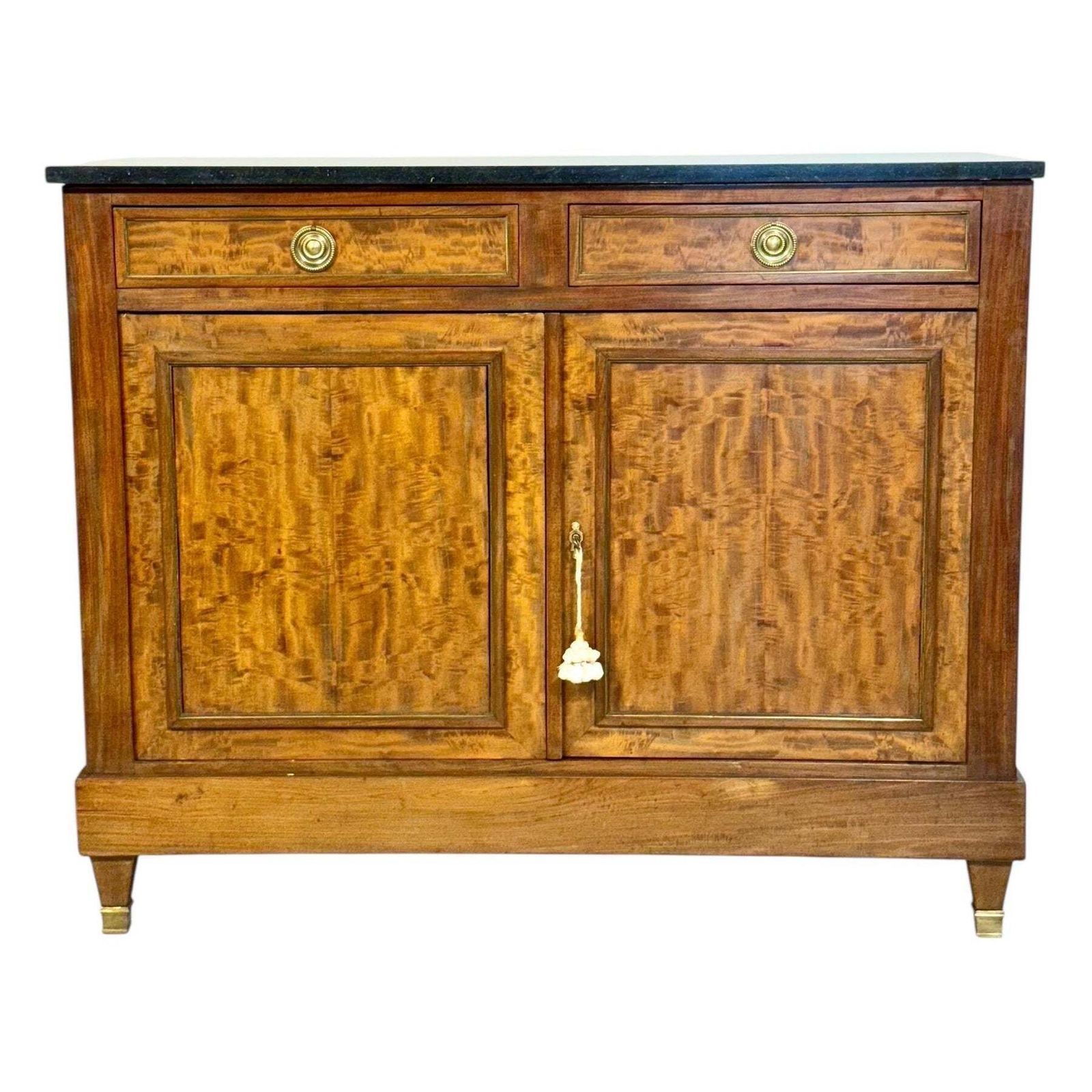 19th Century French Buffet In Burr Elm With Black Marble Top