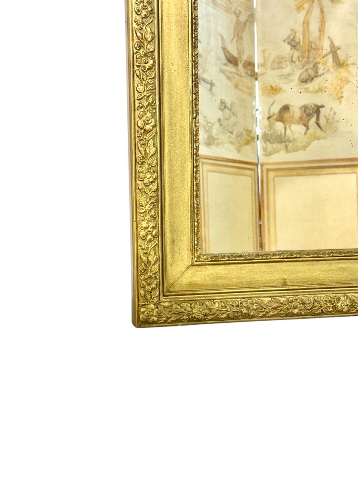 19th Century French Gilded Mirror With Floral Crest And Original Glass photo 2085.0