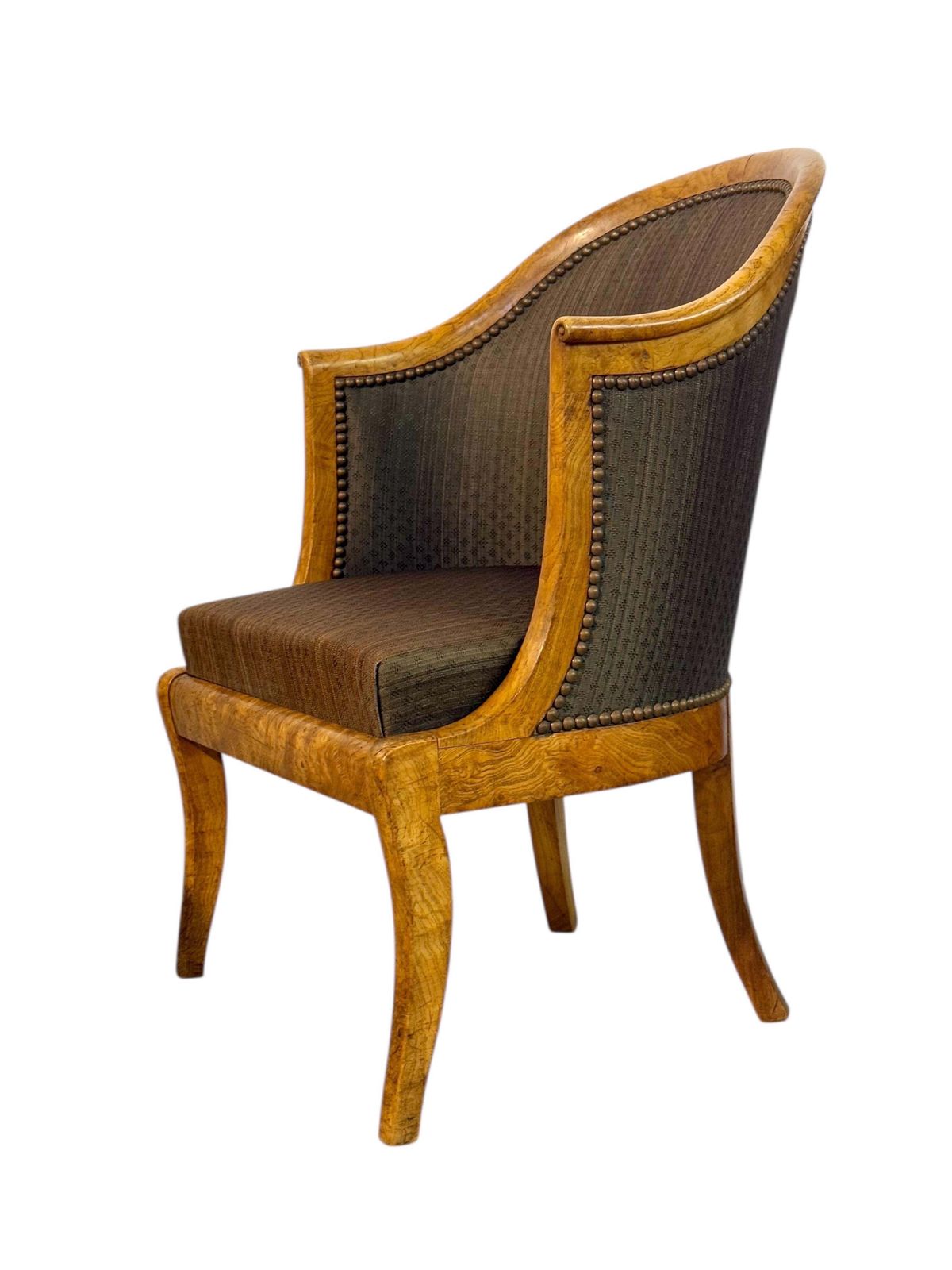 Pair Of 19th Century French Empire Style Burl Wood Gondola Armchairs photo furniture