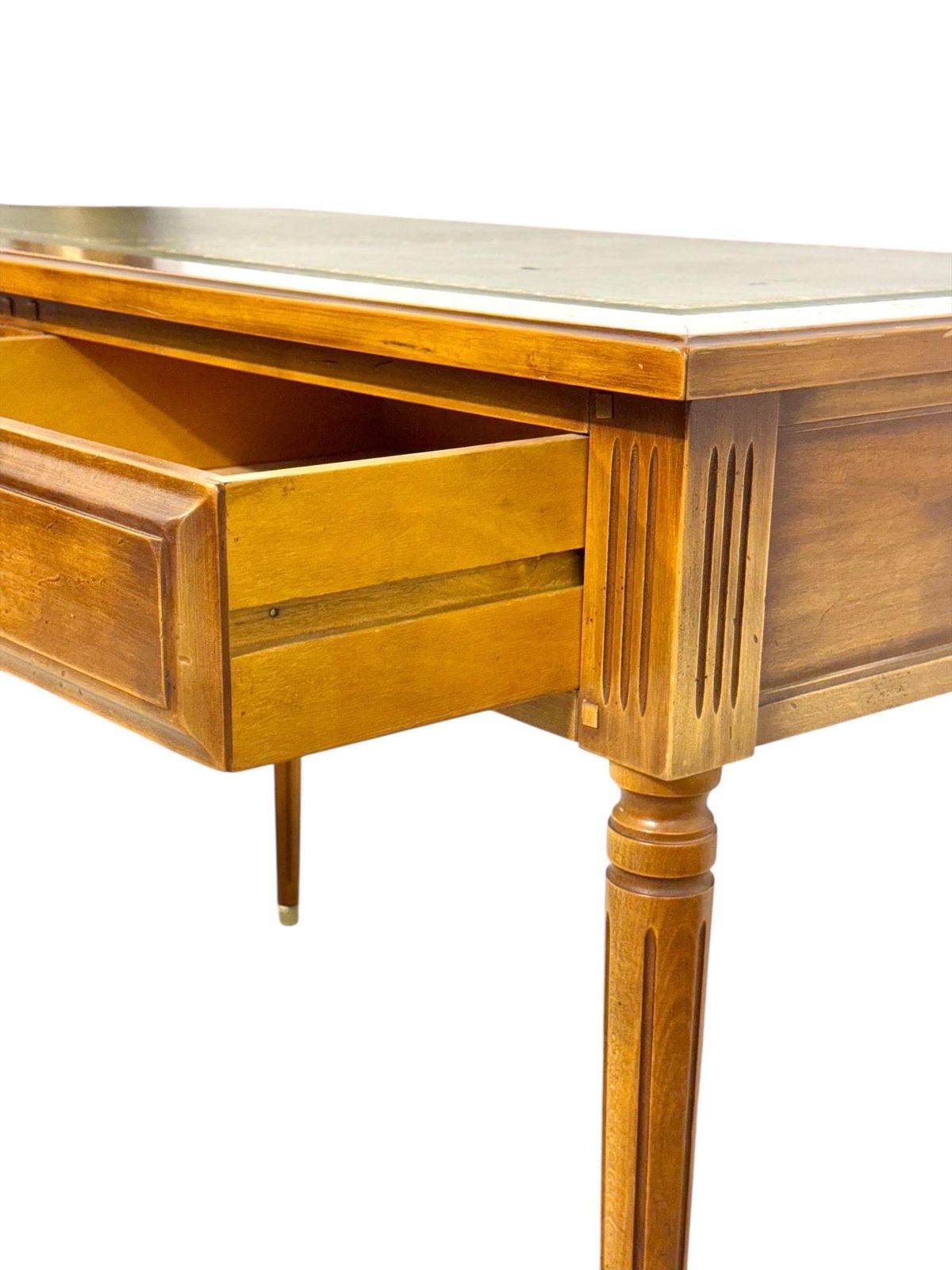 photo for sale Louis XVI Style Writing Desk With Green Leather Top, Circa 1950s
