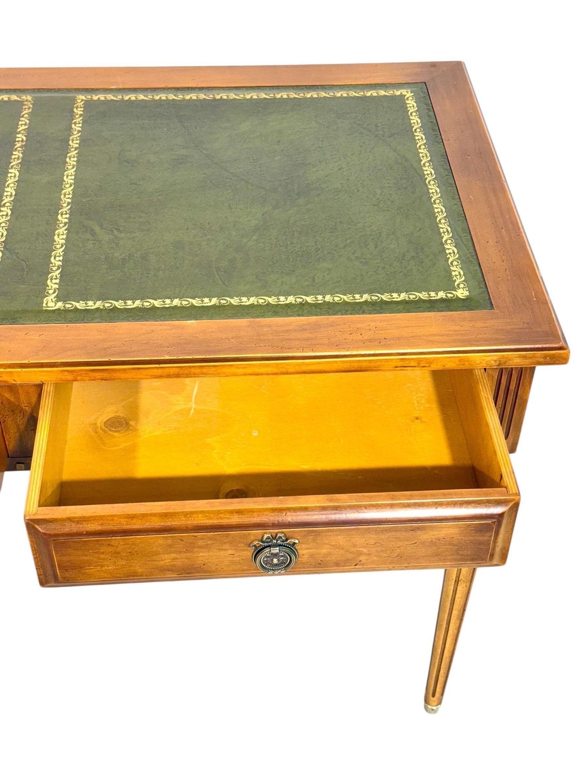 Furniture Louis XVI Style Writing Desk With Green Leather Top, Circa 1950s photo
