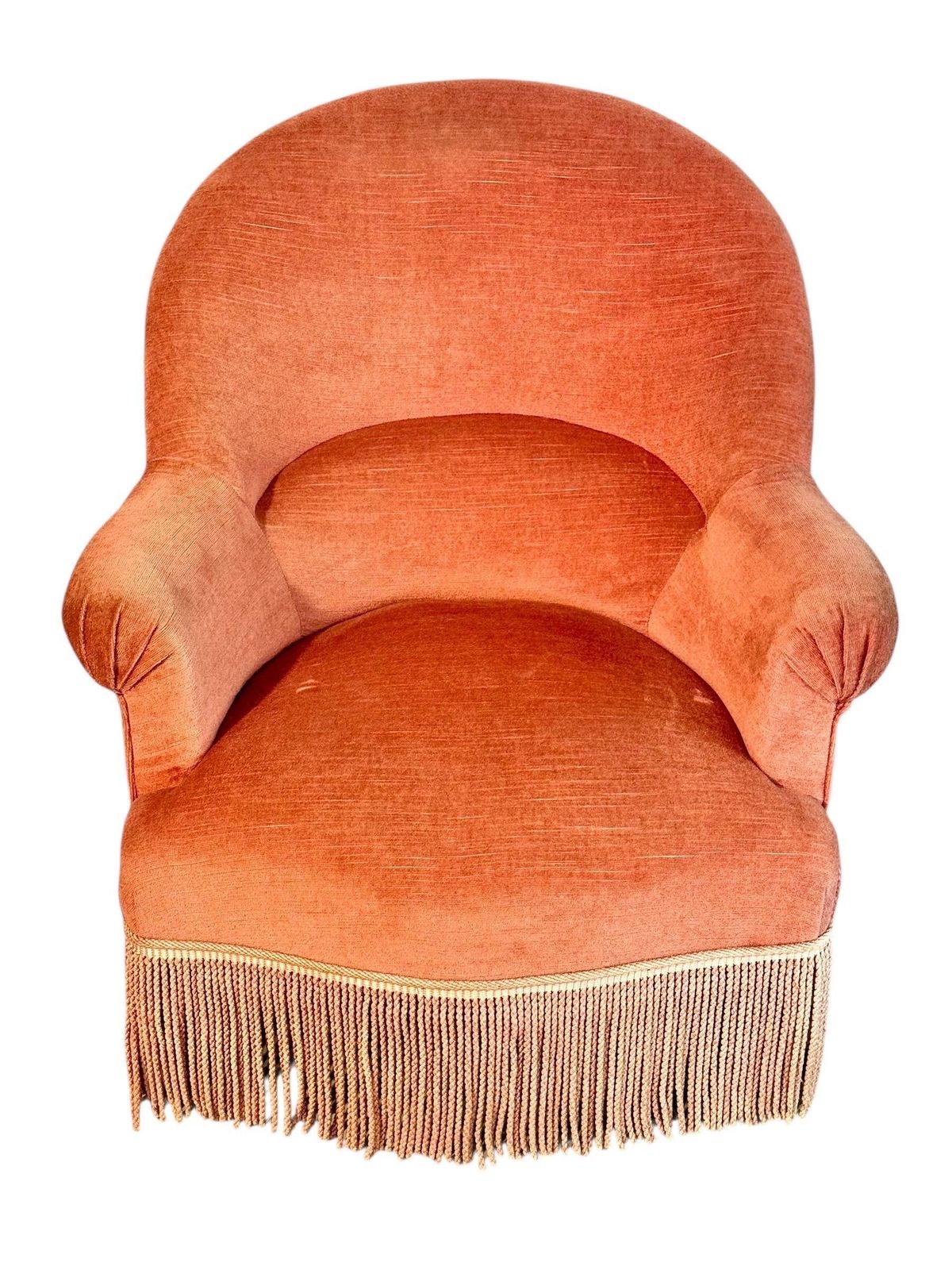 19th Century French Velvet Armchair With Tassel Fringe Trim photo buy