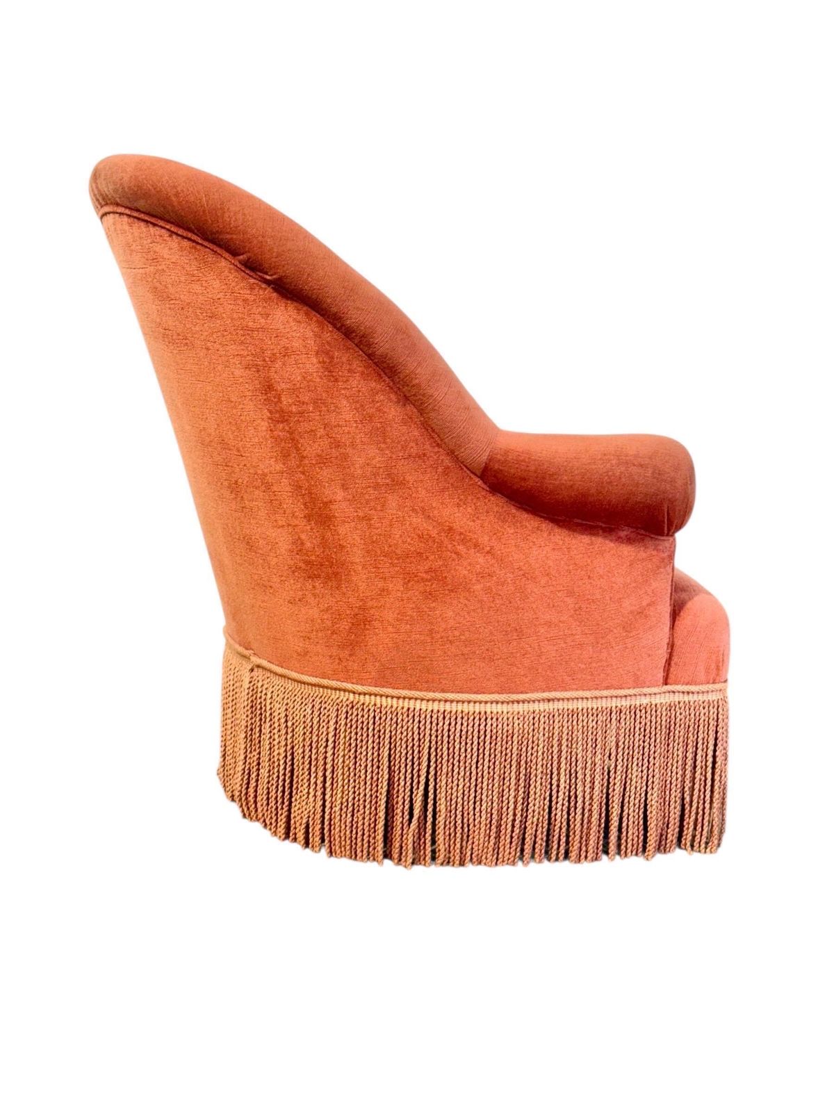 1589.0 19th Century French Velvet Armchair With Tassel Fringe Trim photo
