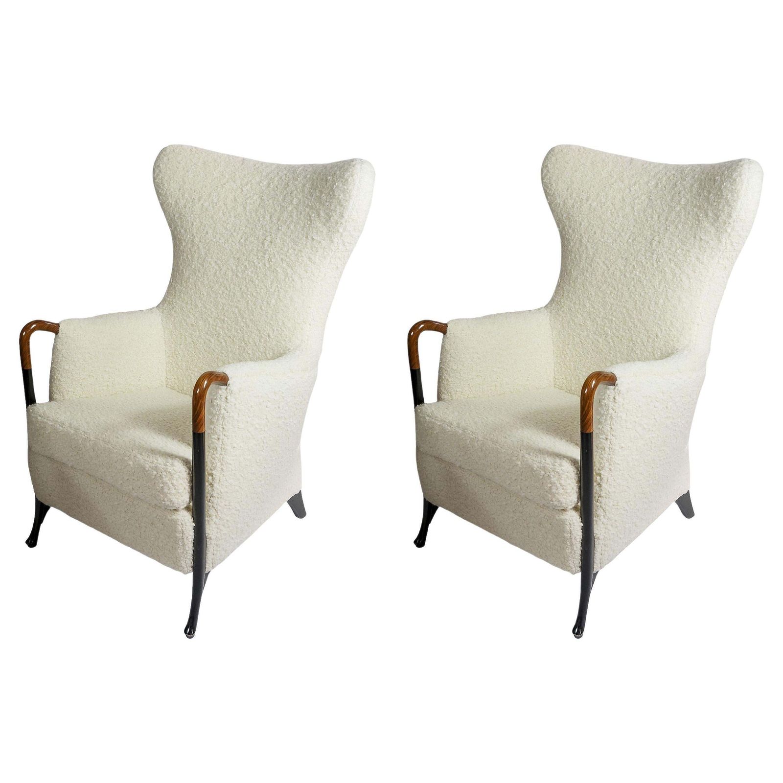 Pair Of Giorgetti Progetti Natural Alpaca Wool Armchairs By Umberto Asnago