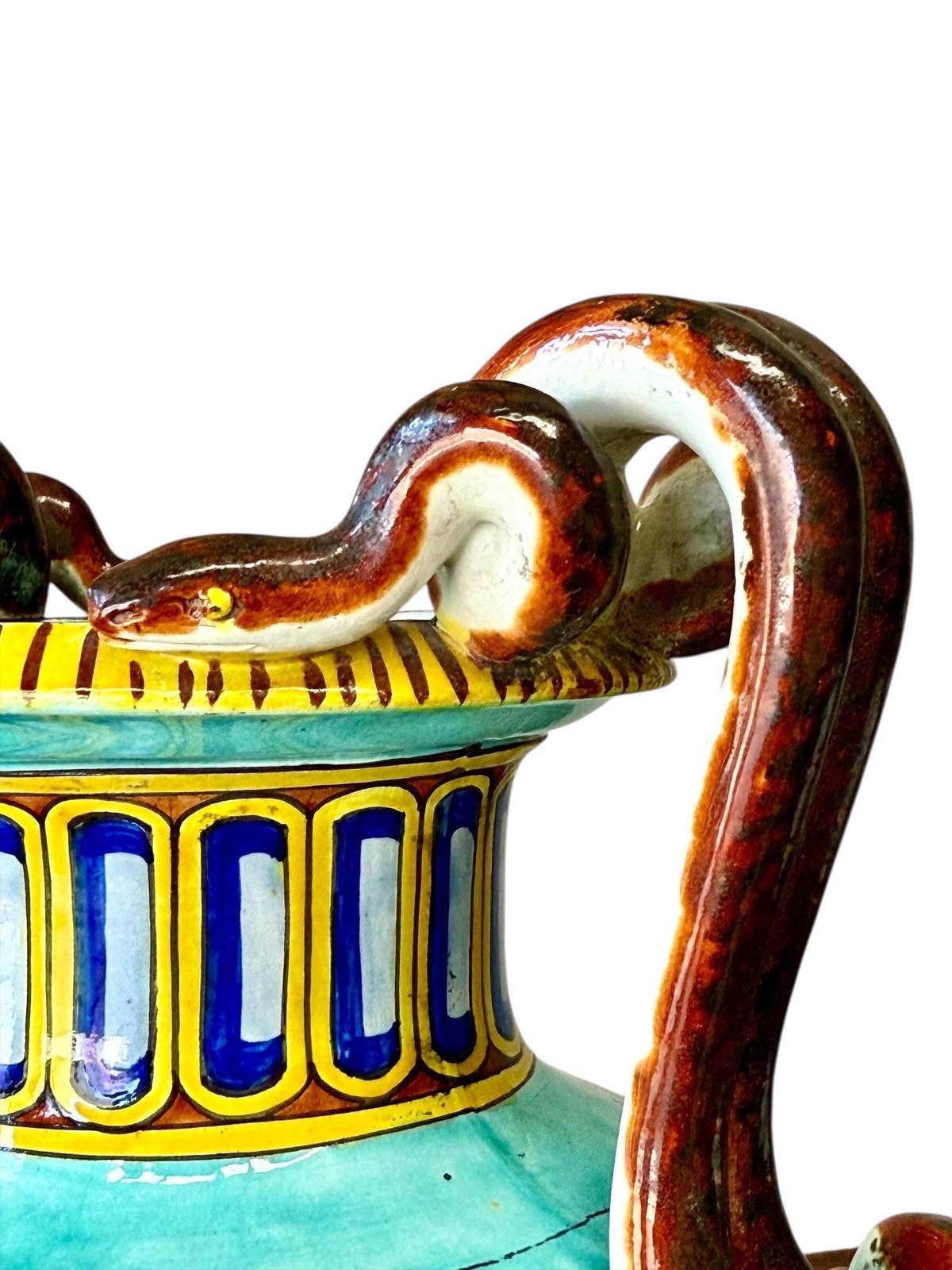 Home Decor Large 19th Century Jules Vieillard Majolica Vase With Mythological Scenes photo