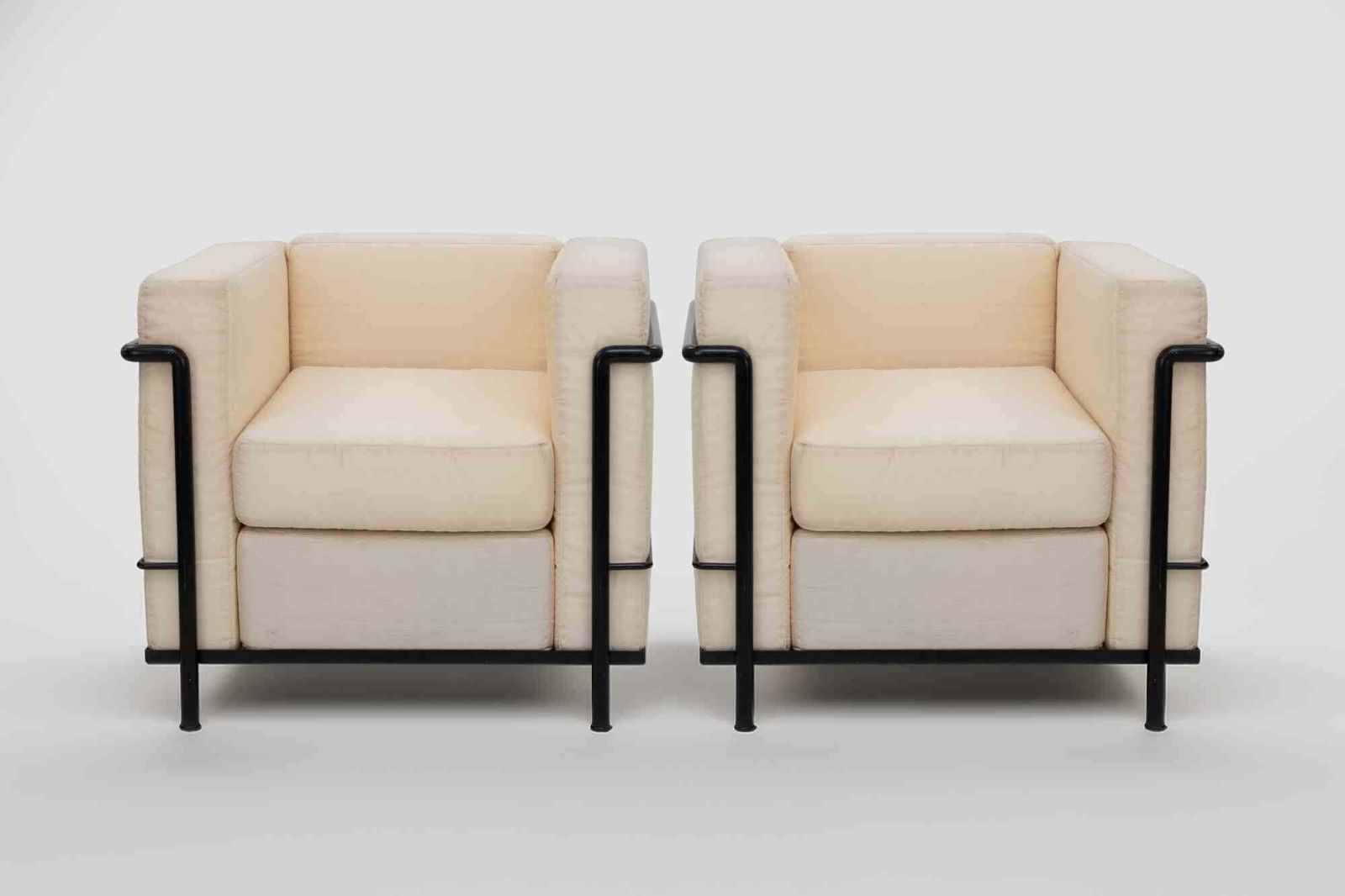 Pair Of Lc2 Armchairs By Le Corbusier For Cassina, Italy 1970s photo furniture