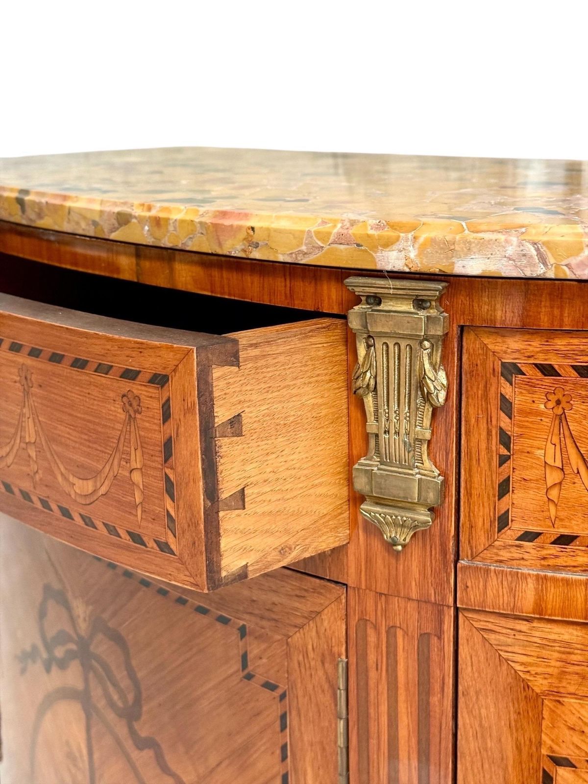 Furniture 19th Century Louis XVI Style Demilune Commode With Marble Top photo