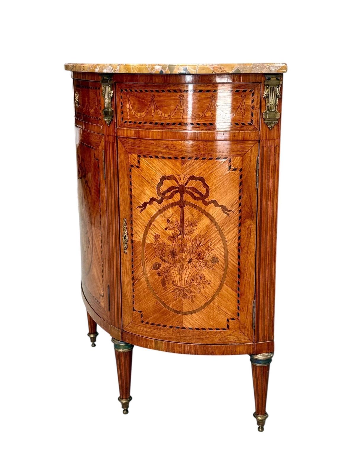 3179.0 19th Century Louis XVI Style Demilune Commode With Marble Top photo