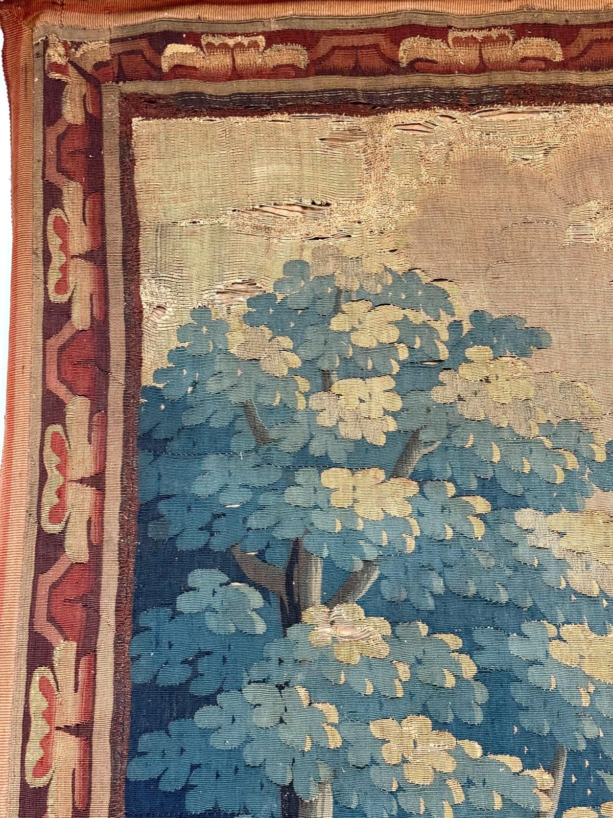 7447.0 Large 18th Century Verdure Tapestry With Pastoral Scene And Wolf Attack photo