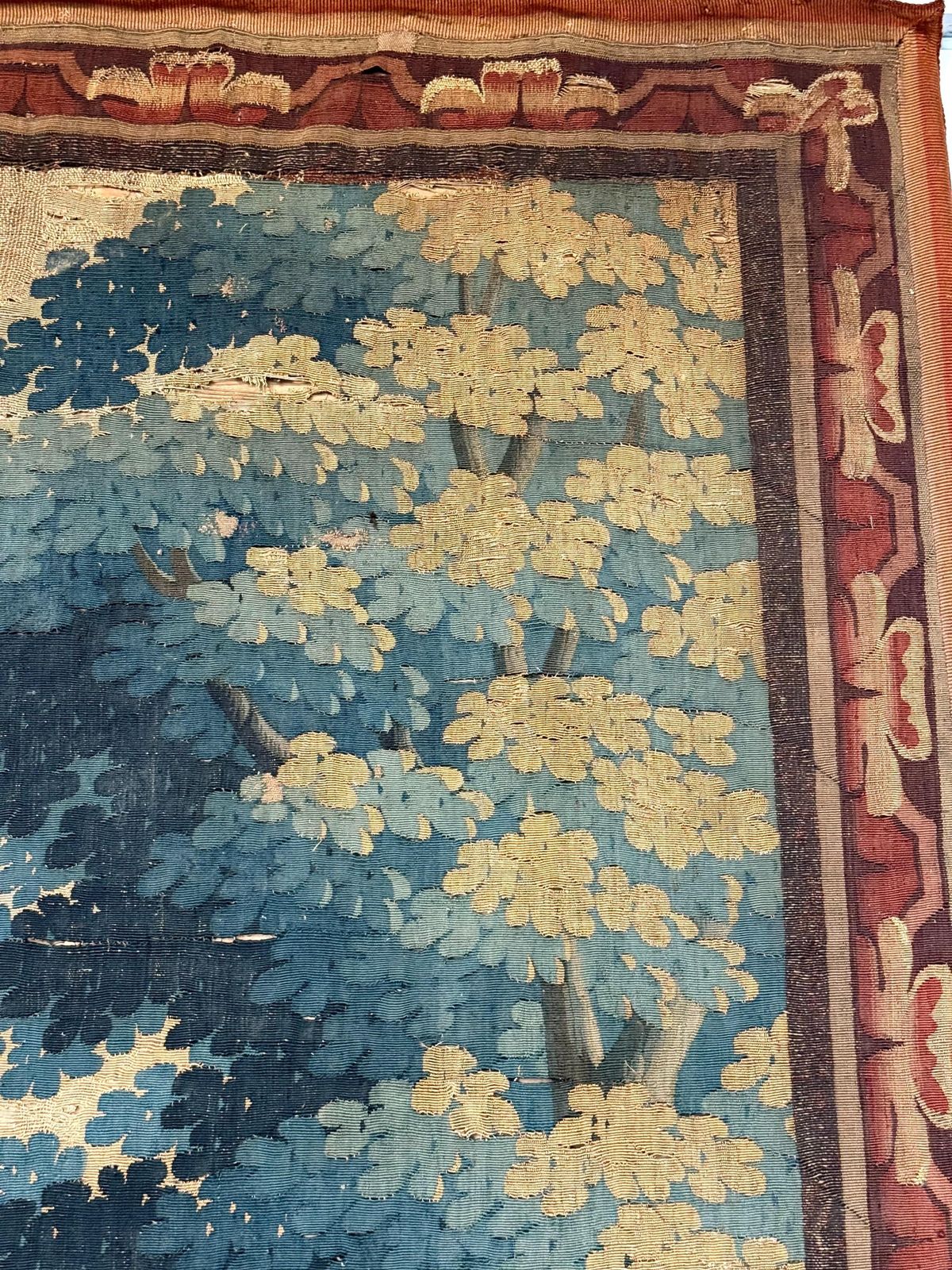 photo vintage Large 18th Century Verdure Tapestry With Pastoral Scene And Wolf Attack