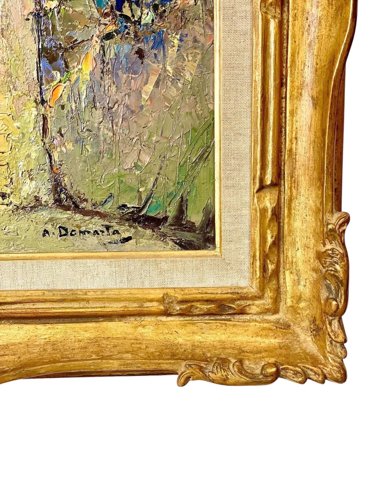 Oil On Canvas, Sunlit French Riviera House By The Sea, By Alain Demarta photo buy