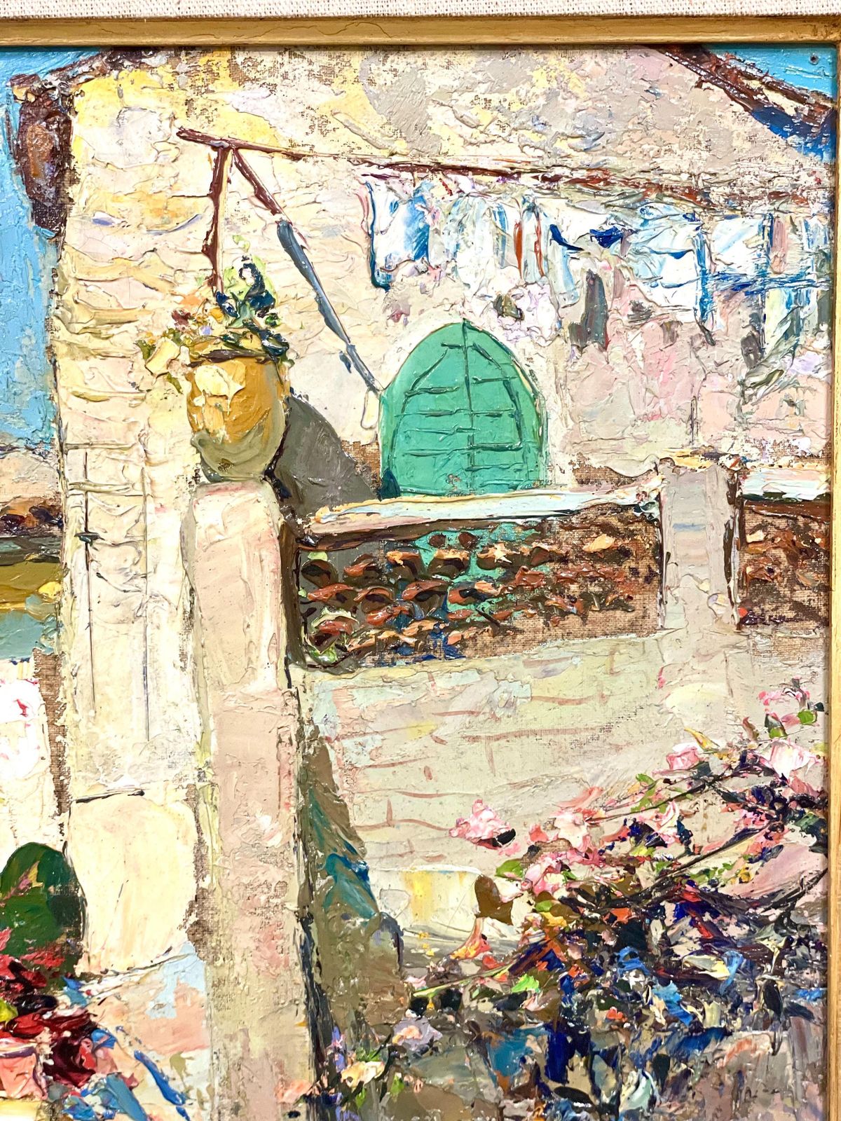 photo for sale Oil On Canvas, Sunlit French Riviera House By The Sea, By Alain Demarta