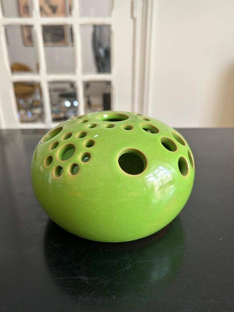 Green Enamelled Terracotta Vase From Paul Badié photo vintage