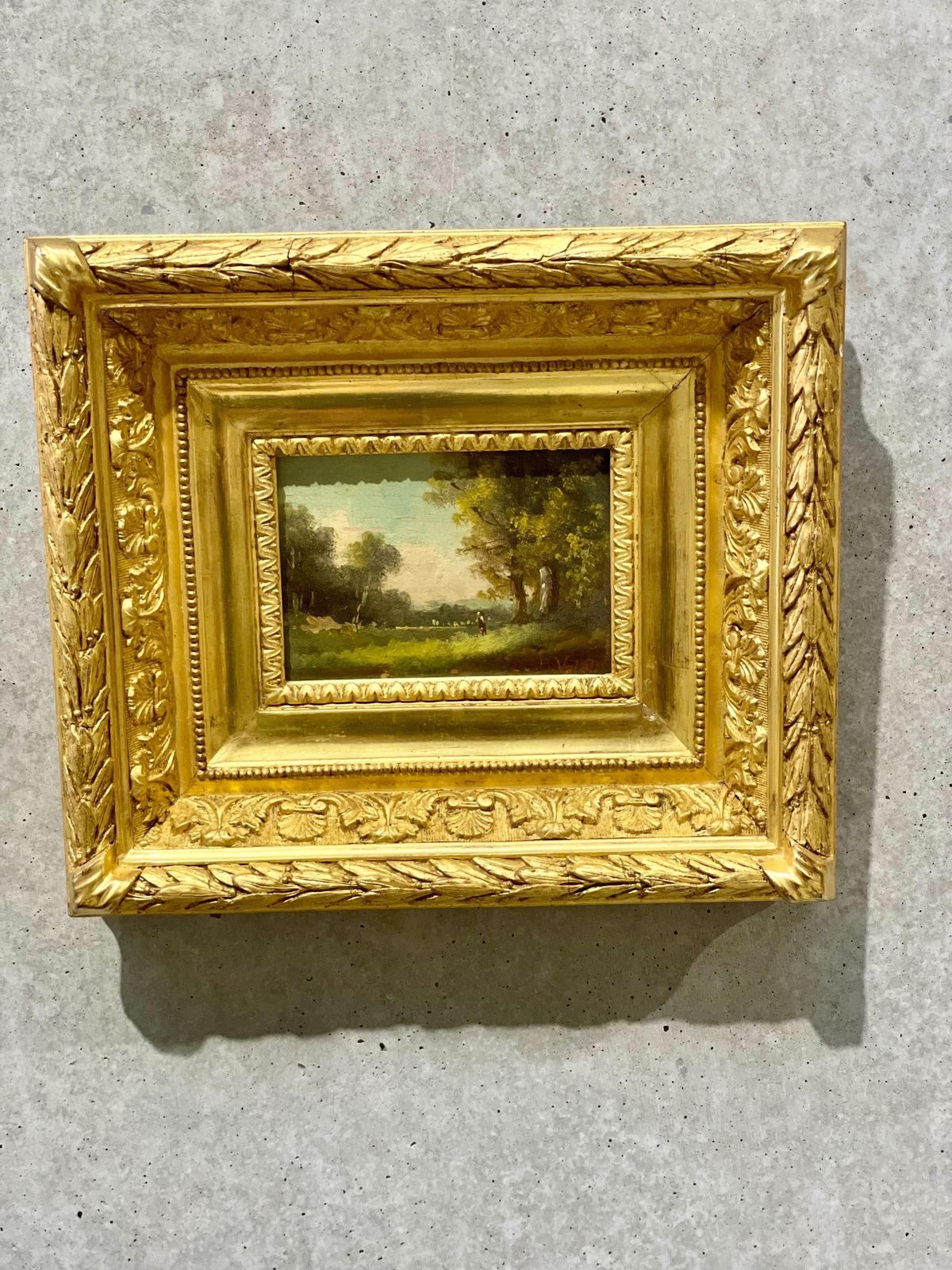 photo furniture Adolphe Valette, Small Landscape Oil On Panel, Late 19th Century