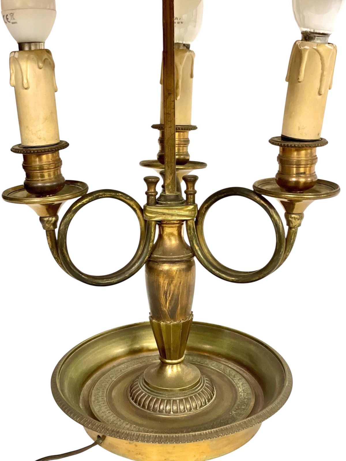 19th Century Bouillotte Lamp With Green Tole Shade And Bronze Base photo furniture
