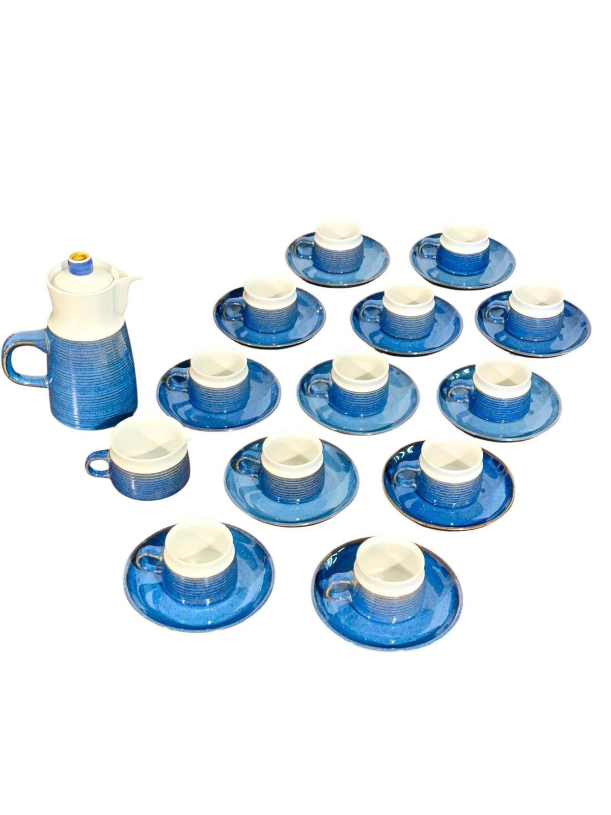 Denby England, Blue And White Coffee Set, Mid 20th Century photo furniture