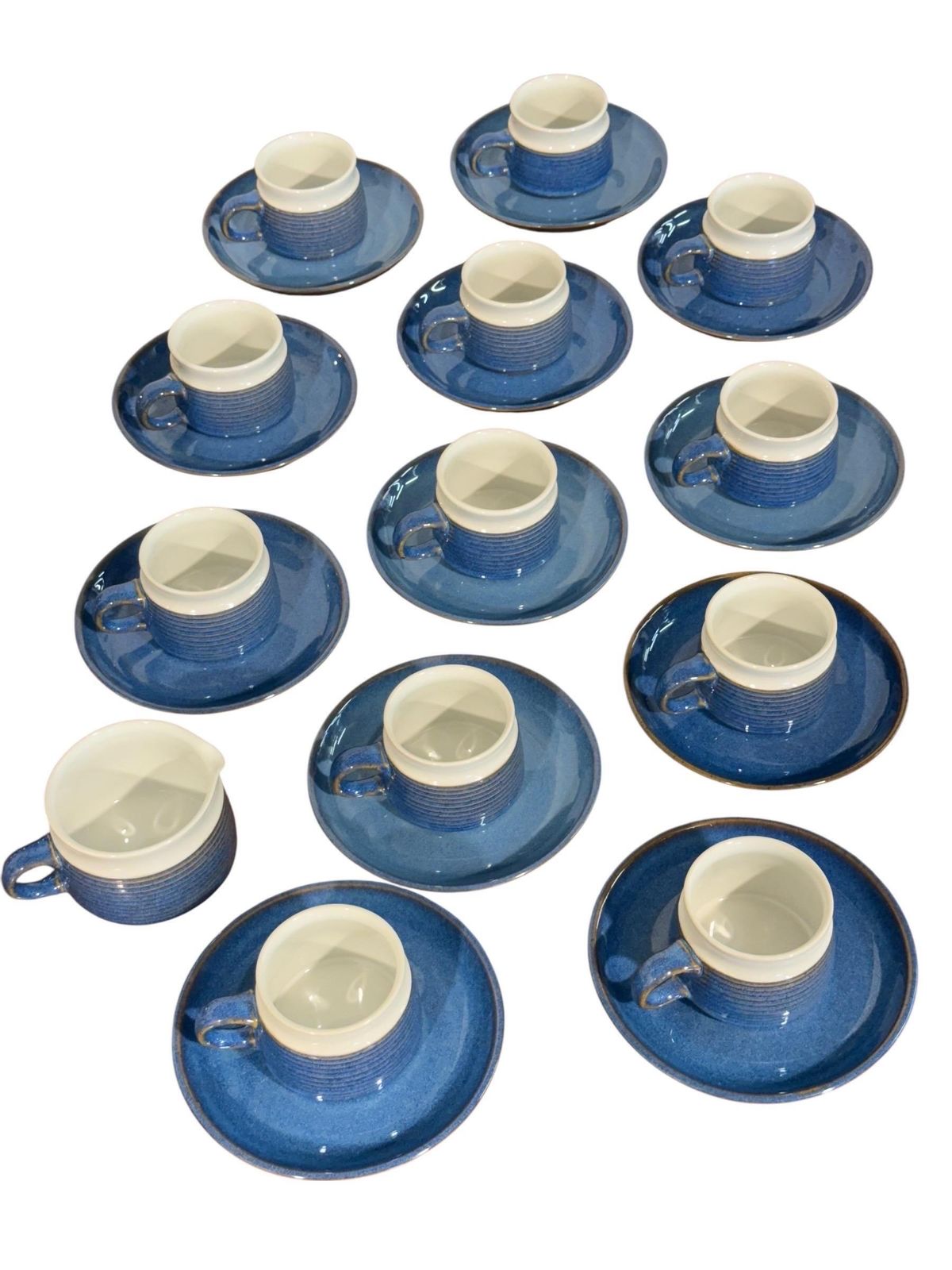 Denby England, Blue And White Coffee Set, Mid 20th Century photo vintage