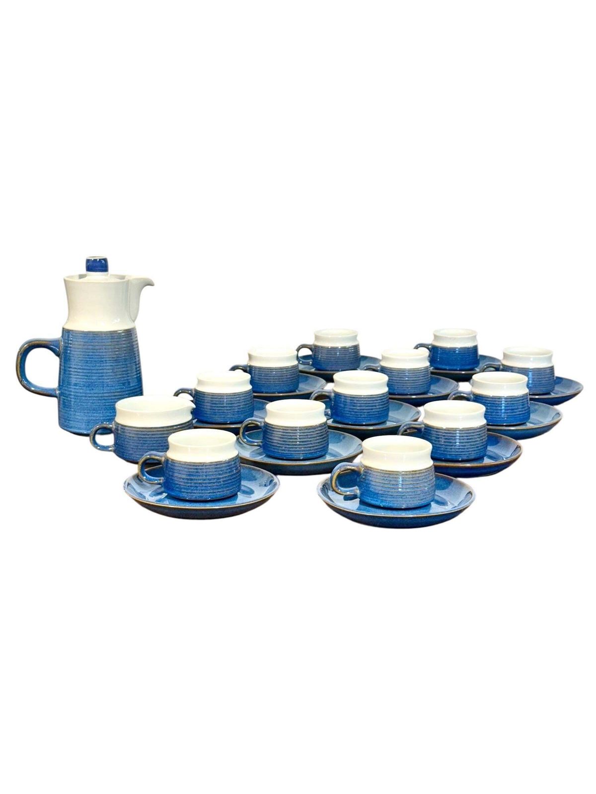 photo furniture Denby England, Blue And White Coffee Set, Mid 20th Century