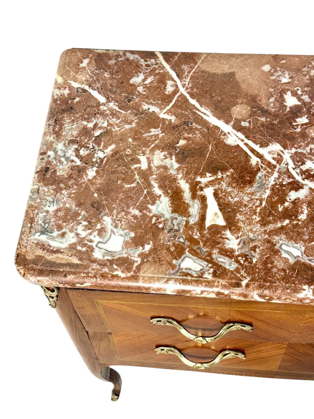 French Louis XV Transition Marble Top Commode Sauteuse, Late 18th Century photo vinterior