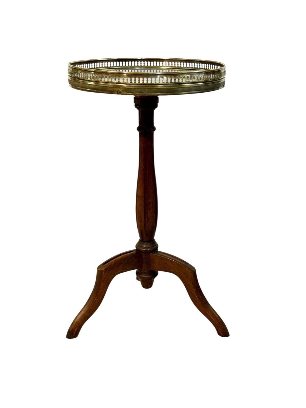 Petite French Gueridon With Marble Top And Brass Gallery, 19th Century photo furniture