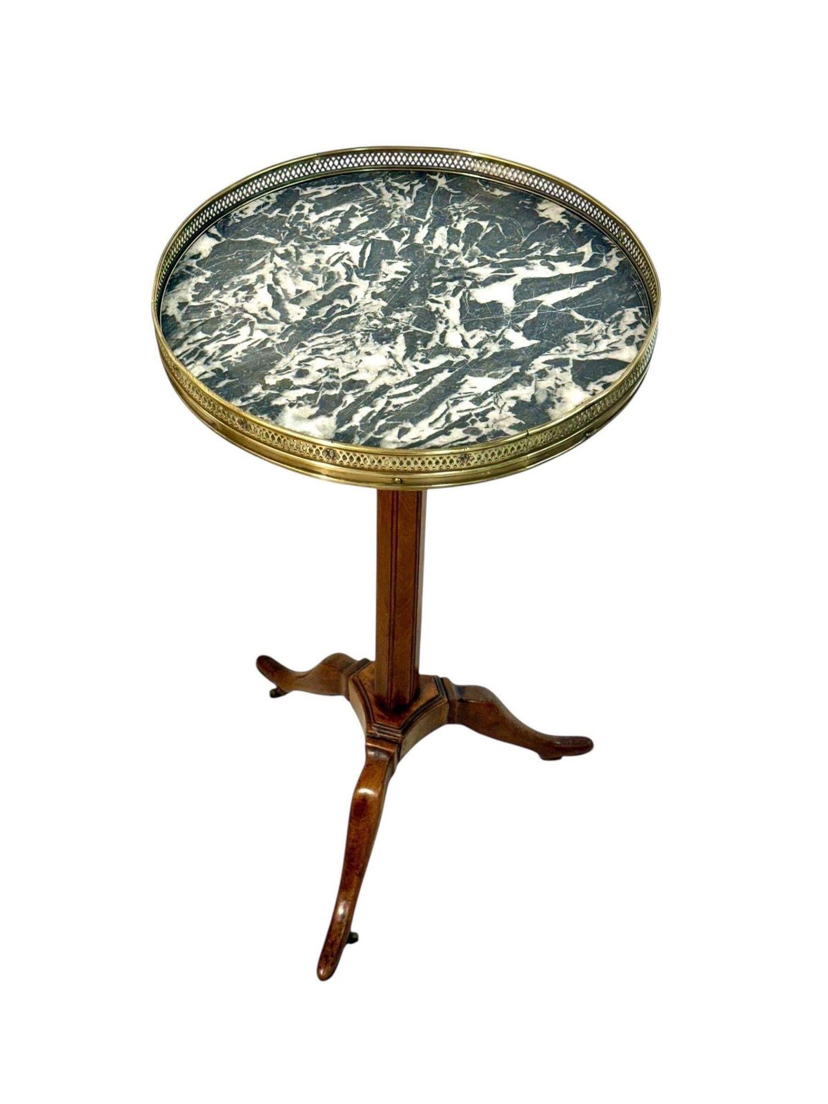 Antique French Gueridon Table With Marble Top And Brass Gallery, 19th C. photo Furniture
