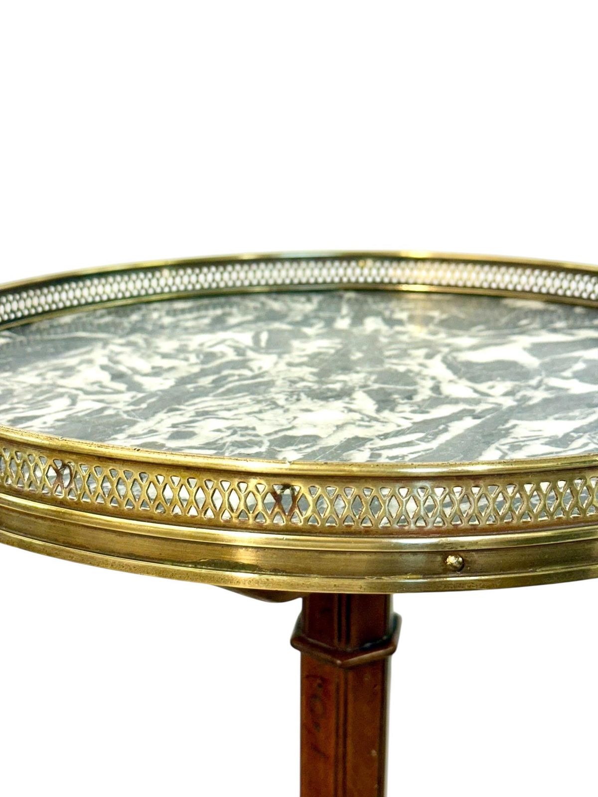 Antique French Gueridon Table With Marble Top And Brass Gallery, 19th C. photo 1501.0