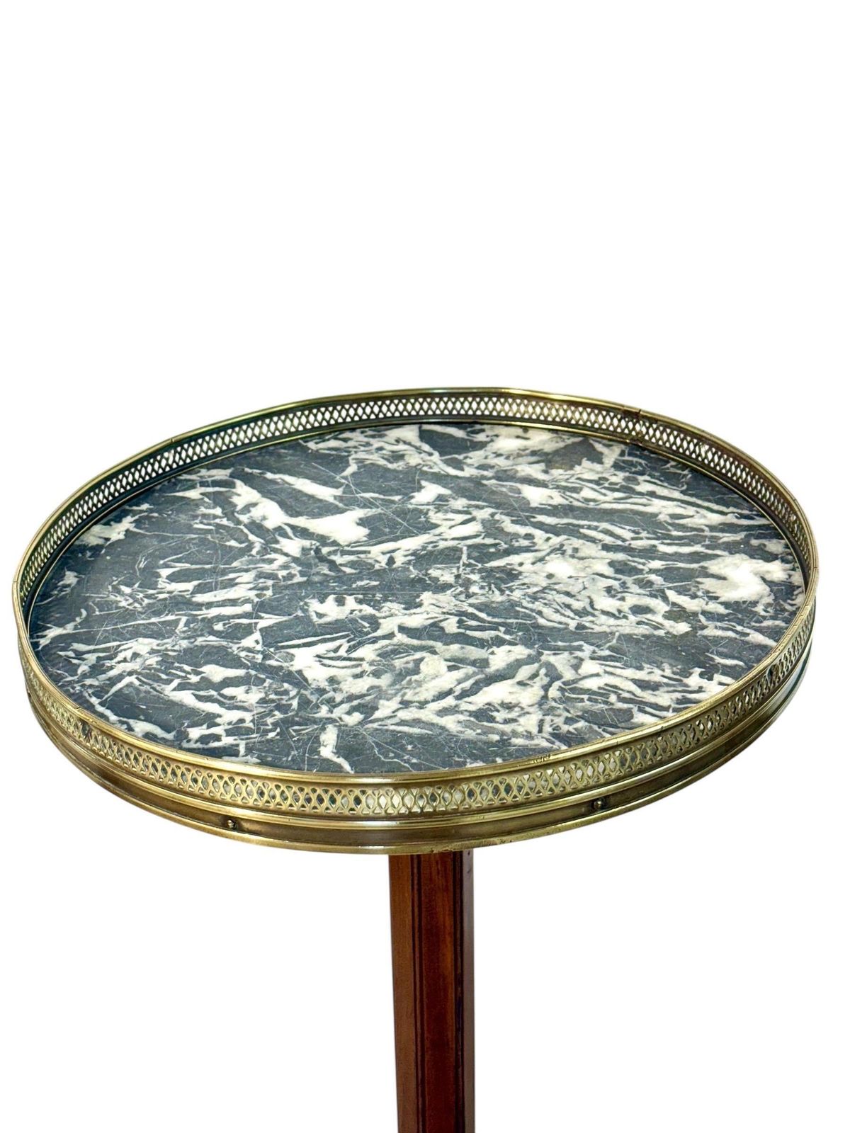 1501.0 Antique French Gueridon Table With Marble Top And Brass Gallery, 19th C. photo
