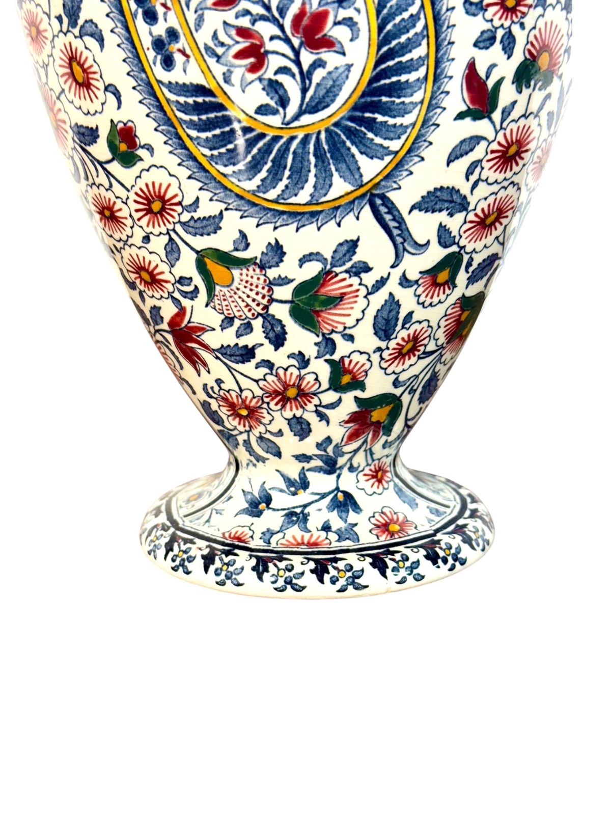 Gien Faience Vase, “Cachemire” Pattern With Floral & Paisley Décor photo 731.0