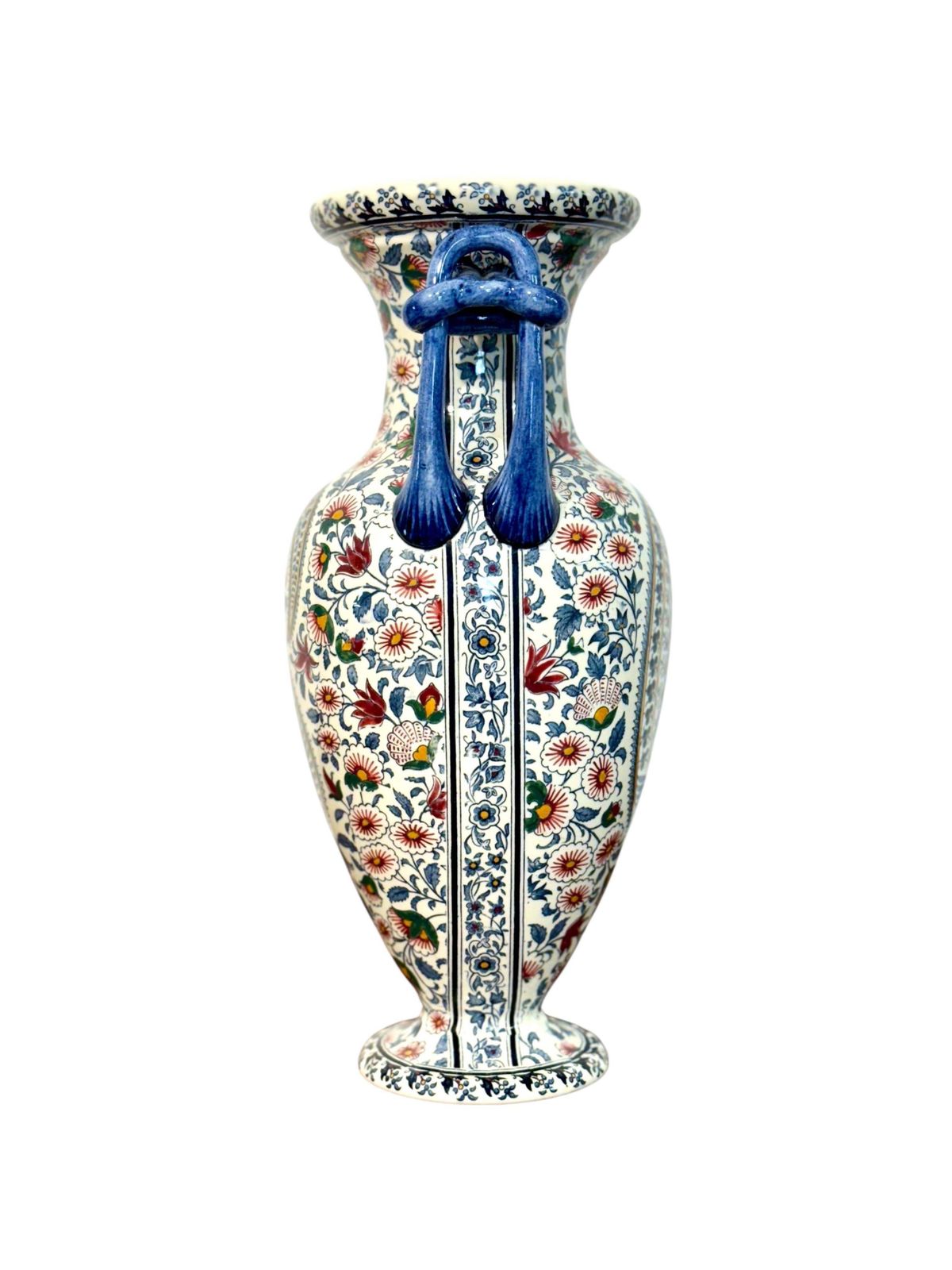 photo vinterior Gien Faience Vase, “Cachemire” Pattern With Floral & Paisley Décor
