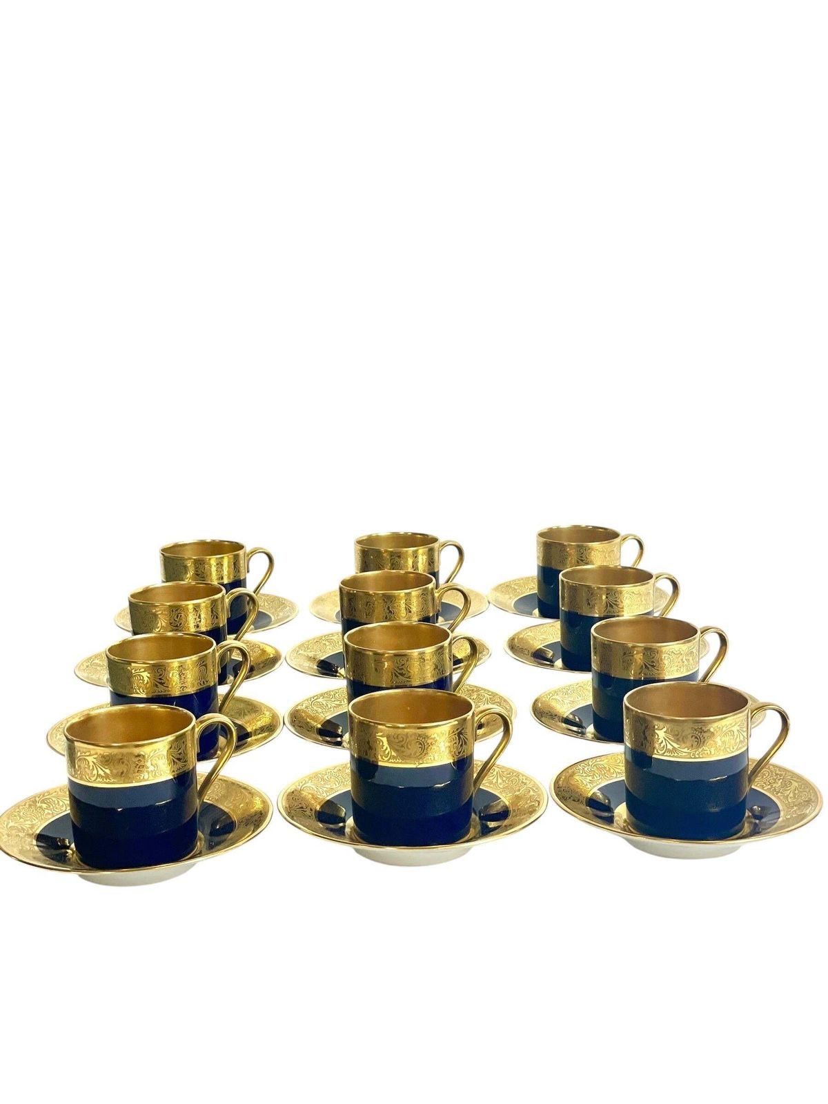 Limoges Coffee Set For 12 In Blue And Gold, Early 20th Century photo furniture