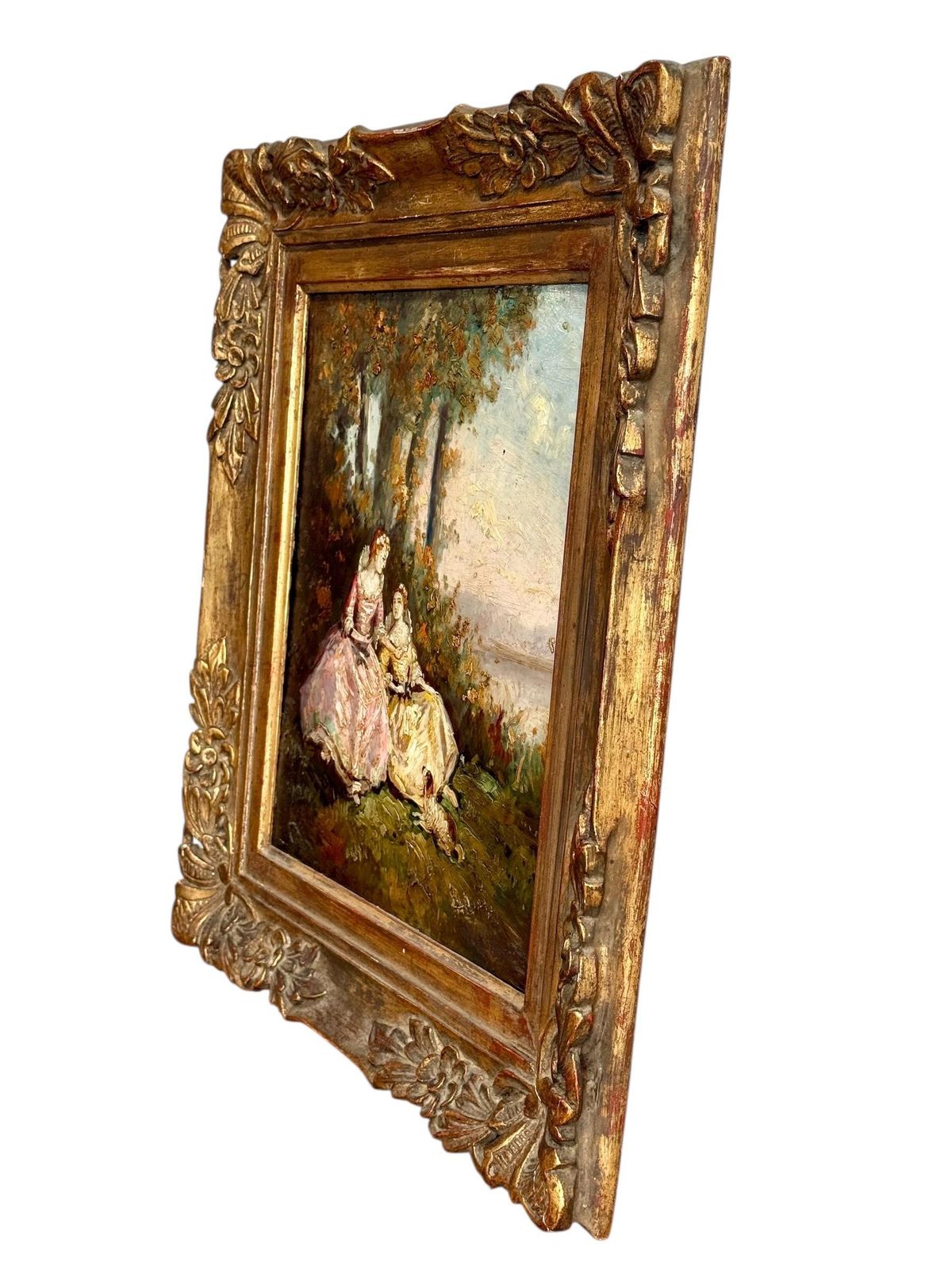 Art 19th Century Romantic Oil Painting Of Ladies By The Riverside photo