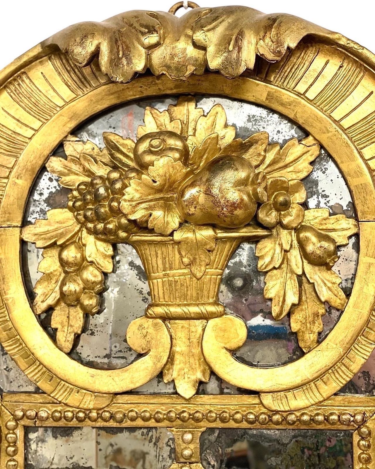 18th Century Rare Giltwood Parcloses Mirror With Wig Stand Arm photo for sale