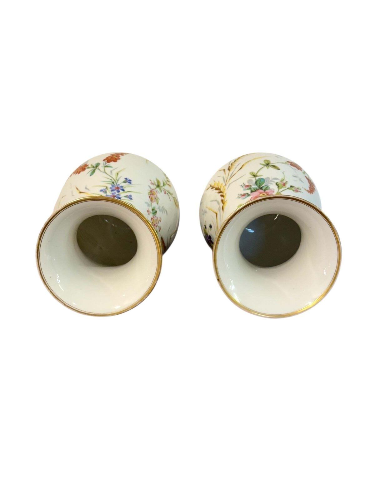 Pair Of Paris Porcelain Vases With Hand Painted Floral Bouquets, C.1880 photo furniture