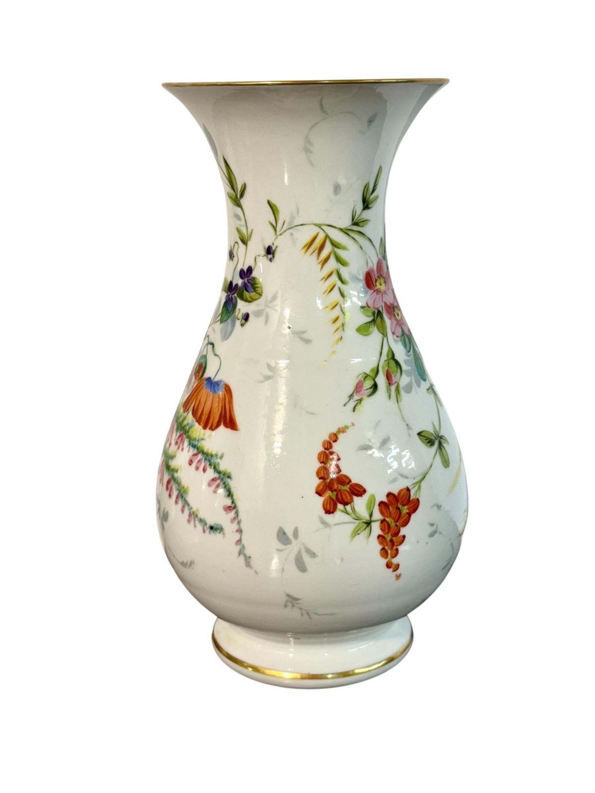 photo furniture Pair Of Paris Porcelain Vases With Hand Painted Floral Bouquets, C.1880