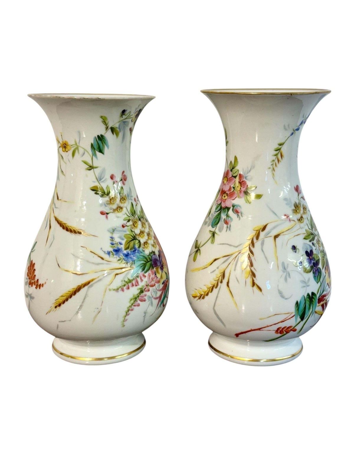 1774.0 Pair Of Paris Porcelain Vases With Hand Painted Floral Bouquets, C.1880 photo