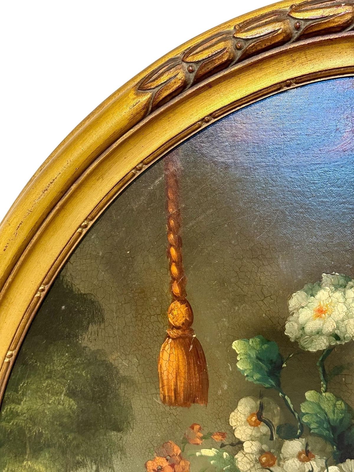 Floral Still Life With Parrot, Oval Oil On Panel, Signed, Late 19th C. photo for sale