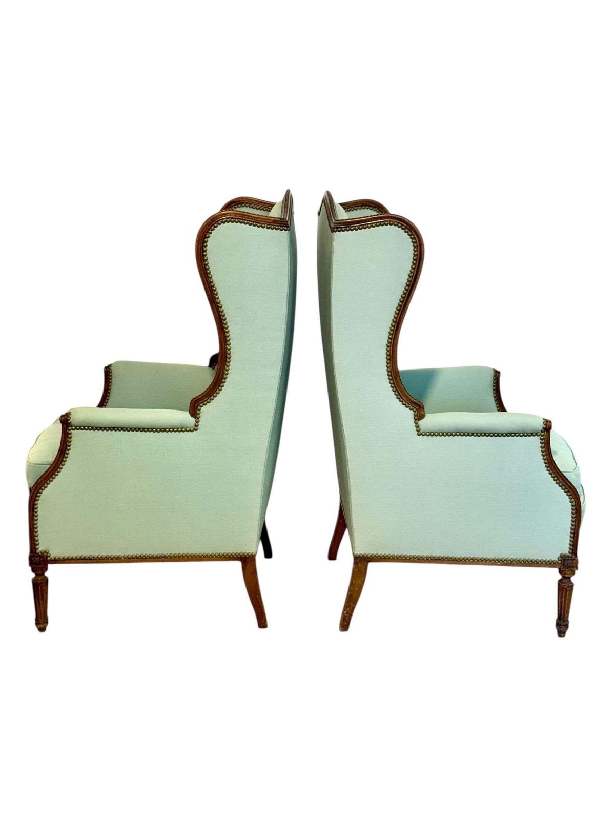Pair Of Louis XVI Style Bergères à Oreilles, 19th Century photo for sale