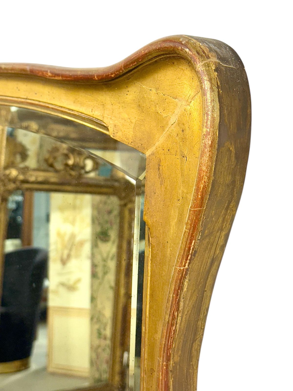 photo for sale Late 19th Century Giltwood Mirror With Beveled Mercury Glass