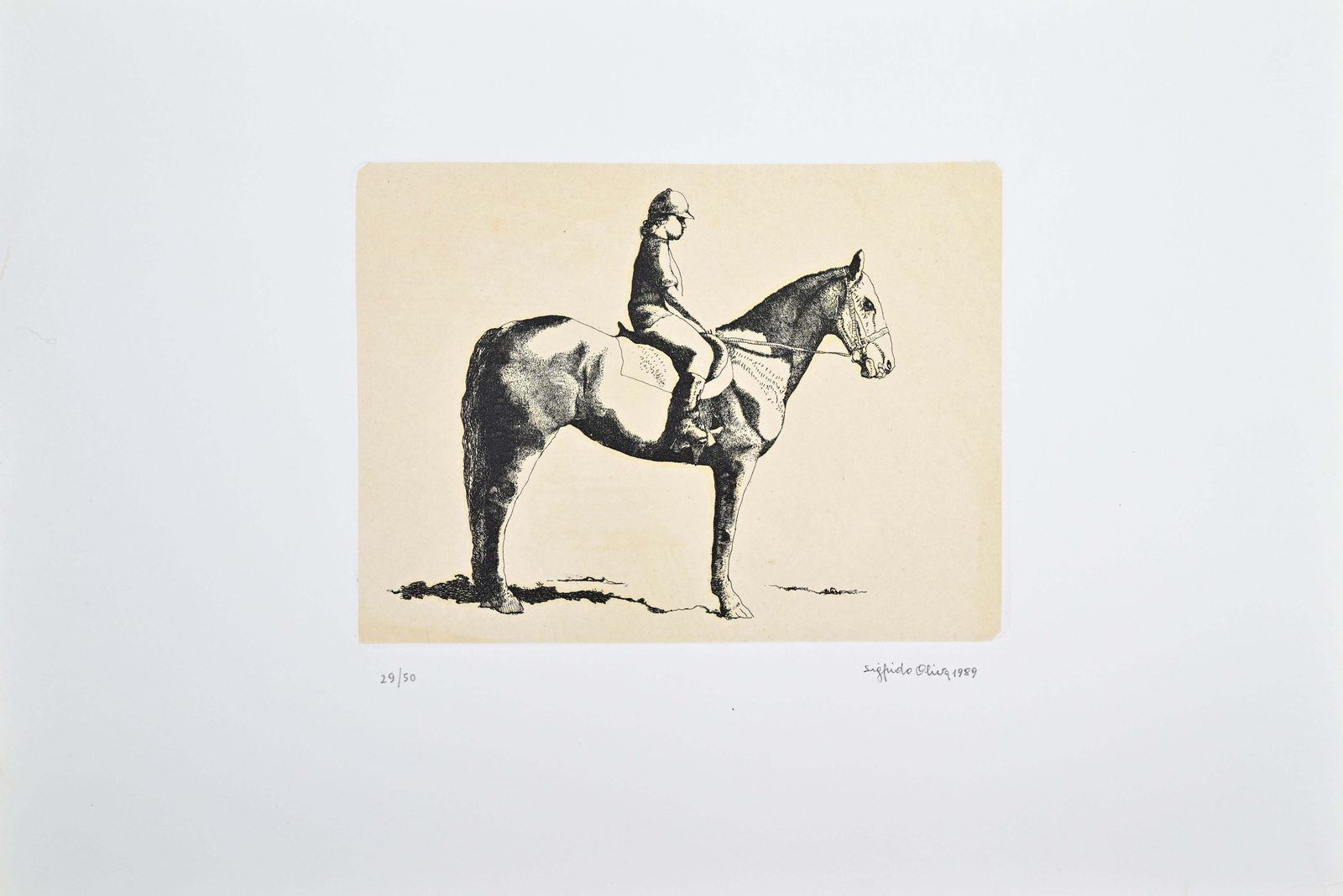 Sigfrido Olivaphoto！Horse And Jockey   Etching By Sigfrido Oliva   19891989