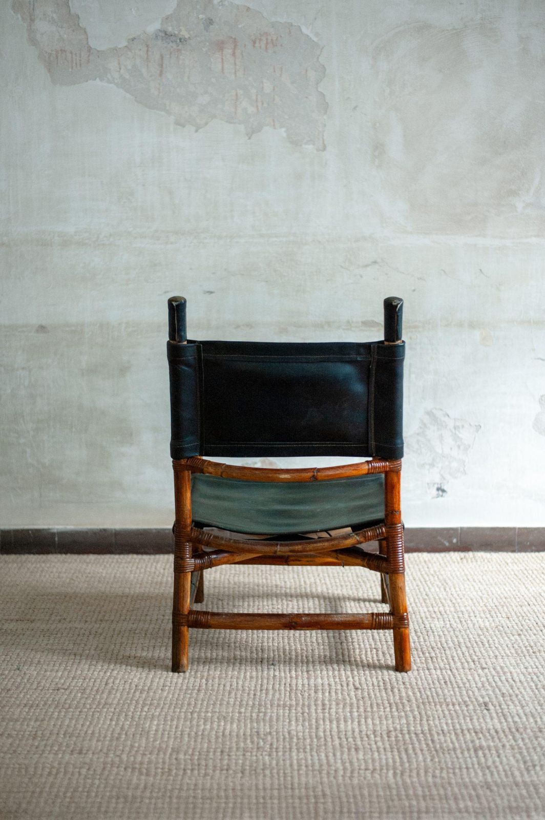 photo furniture Bamboo Lounge Set With Chair And Footstool   1970s