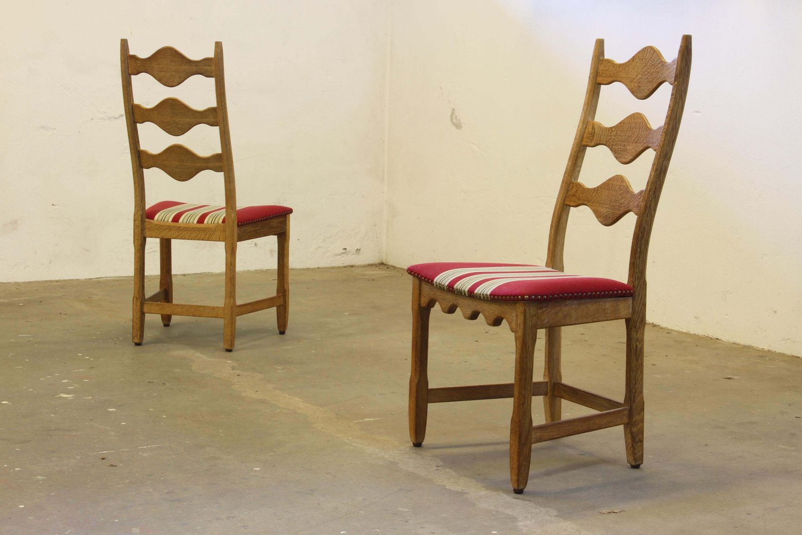Vintage Jaren 1960 Deense Brutalist Ladderrug Eiken Stoelen In De Stijl Van Kjærnulf photo buy