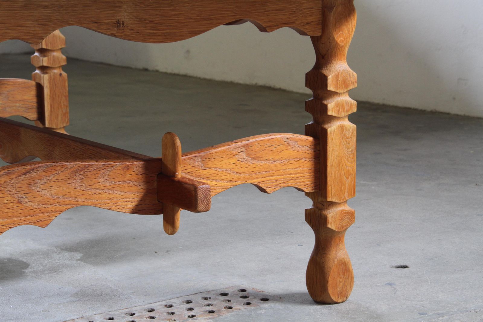 photo vinterior Vintage Danish Brutalist Oak & Tile Coffee Table Style Of Henning Kjærnulf, 60s