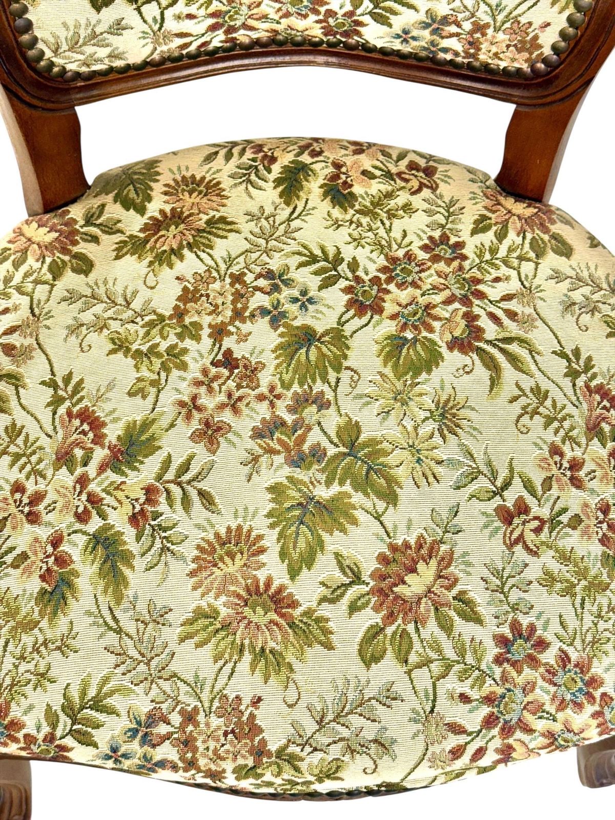 Pair Of French Beech Louis XV Style Armchairs With Floral Tapestry, 20th C. photo furniture