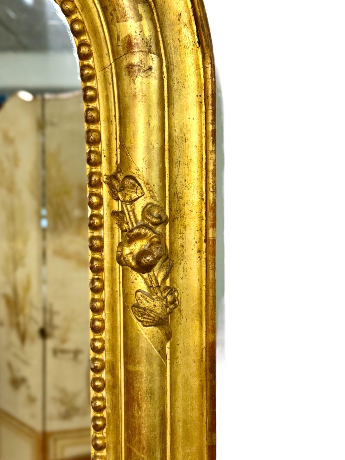 photo for sale 19th Century Large Giltwood Mirror With Ornate Crest
