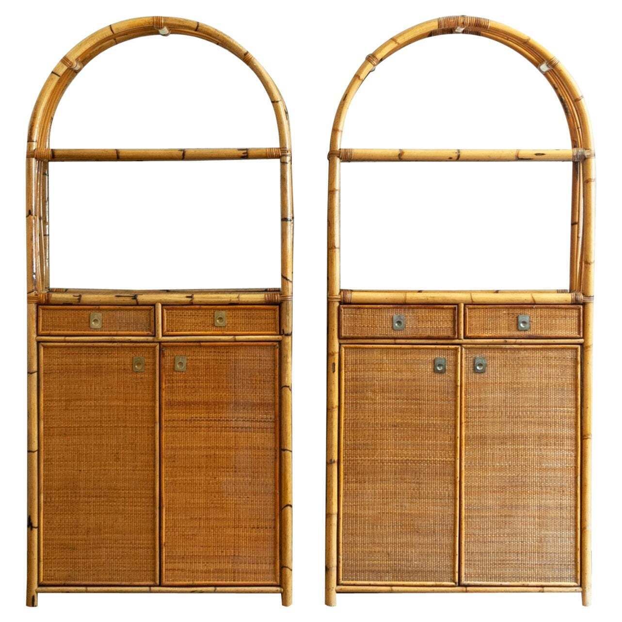 Pair Of Rattan Bookshelf – 1980s