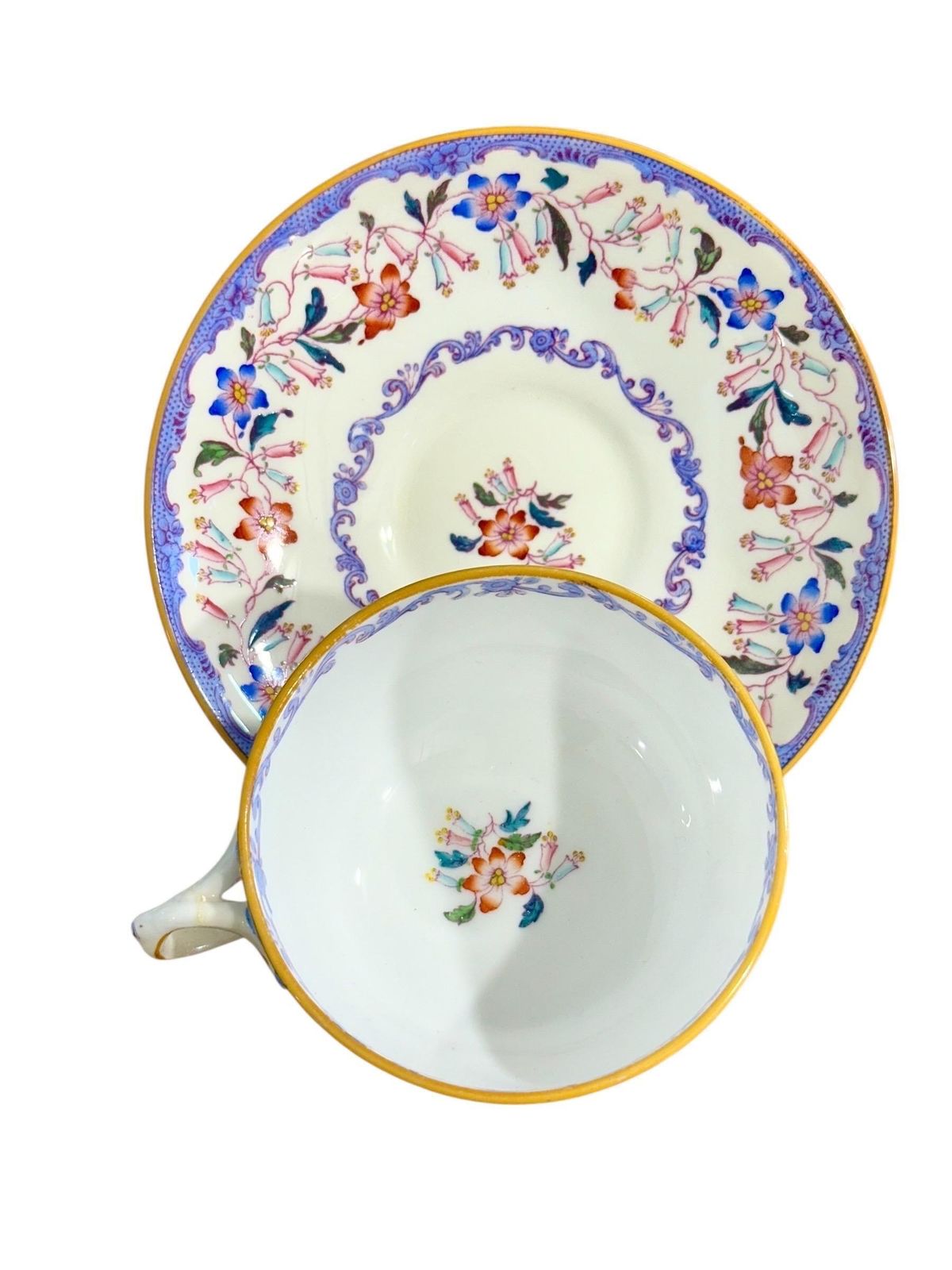 Home Decor 19th Century Set Of 7 English Porcelain Tea Cups & Saucers, 6 Signed Minton photo