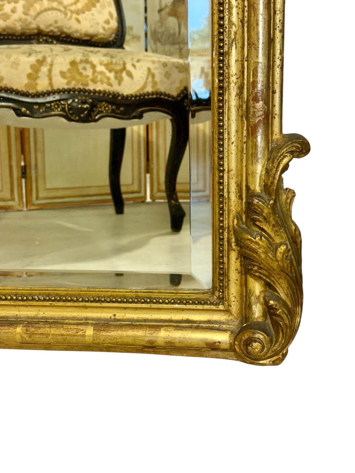 Home Decor French Giltwood Trumeau Mirror With Beveled Glass, Signed Crassous Fils 1919 photo