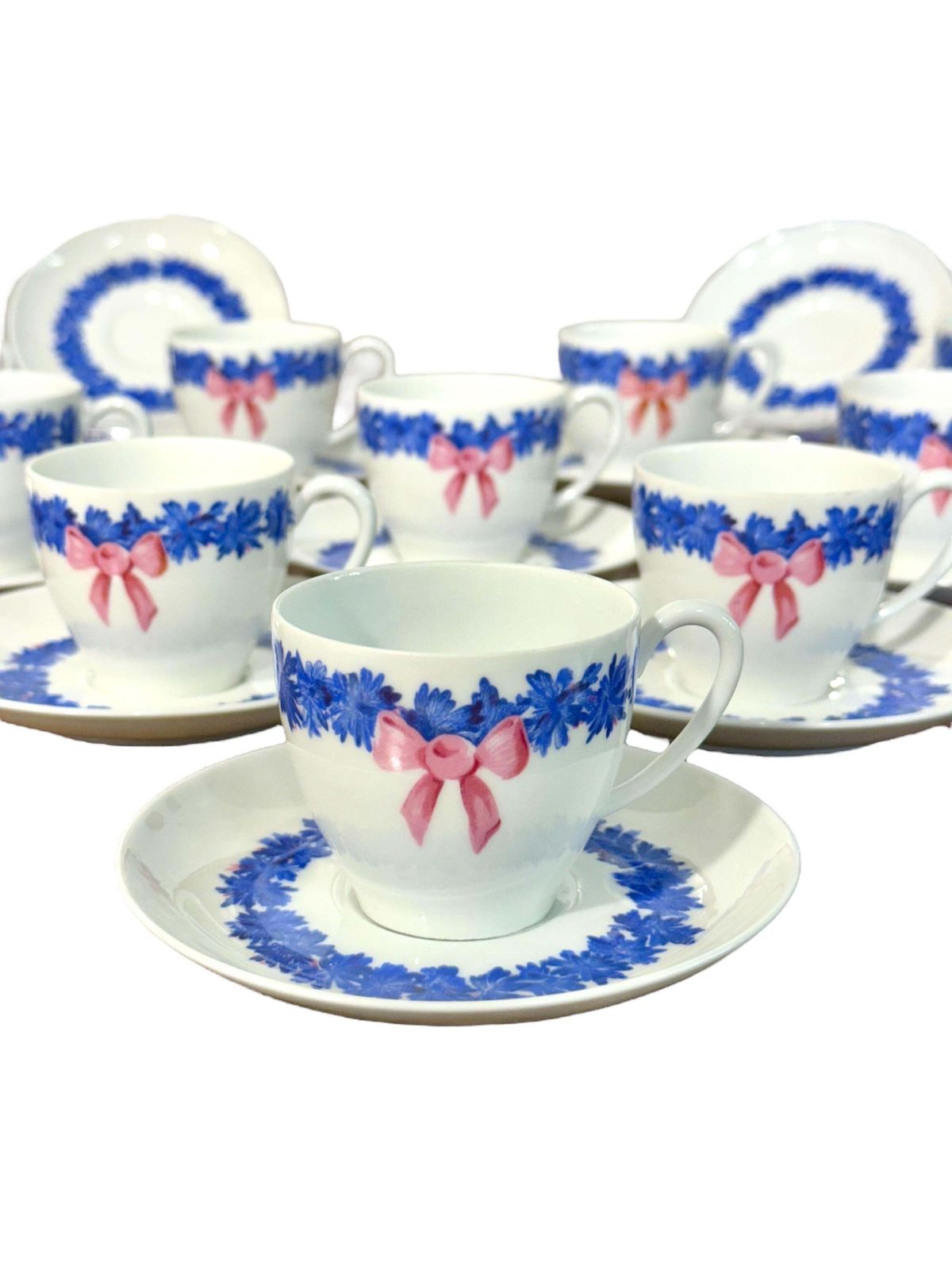 Haviland Limoges Coffee Service With Blue And Pink Floral Motifs photo vinterior